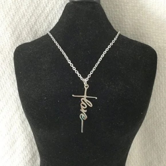 3/$15 Cross Necklace LOVE Stainless Steel NEW - Picture 1 of 12